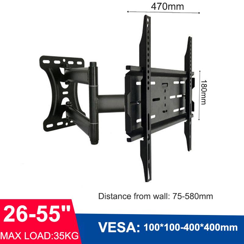 

32-65inch Full Motion TV Wall Bracket Swivel Tilt Level Articulating, Max VESA 400x400mm,70cm Extension Long Arm TV Wall Mount чёрный
