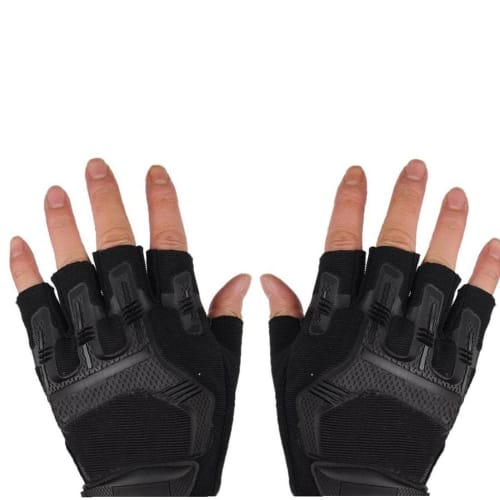 Tactical Half-Finger Gloves, Reinforced, Mountaineering Gloves (Black)