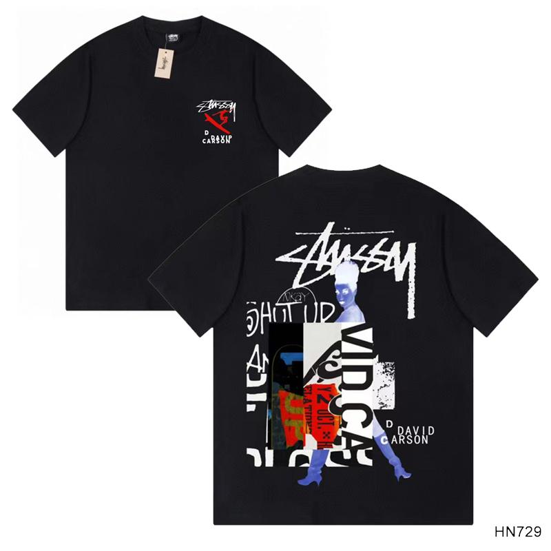 Stussy 2025 Sommer Neues Hochwertiges Rundhals-T-Shirt aus Baumwolle für Männer und Frauen Klassisches Logo mit neuem Musterdruck Paar-T-Shirt