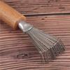 Wooden Handle Salon Rake With Metal Wire Hair Brush Cleaner Dirt Remover   Cleaning Comb