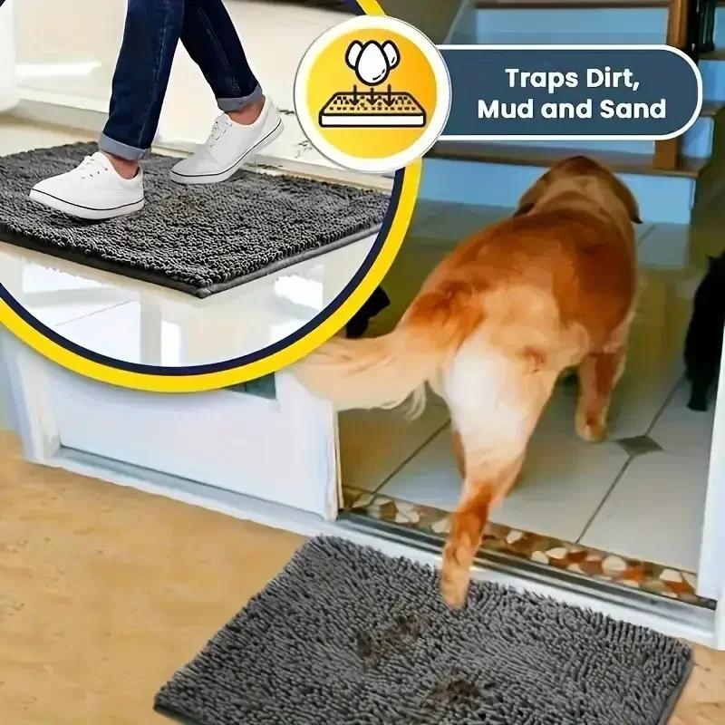Chenille Doormats Absorbent Non-slip Washable Mat Anti-slip Quick-drying Microfiber Mud Mat Accessories