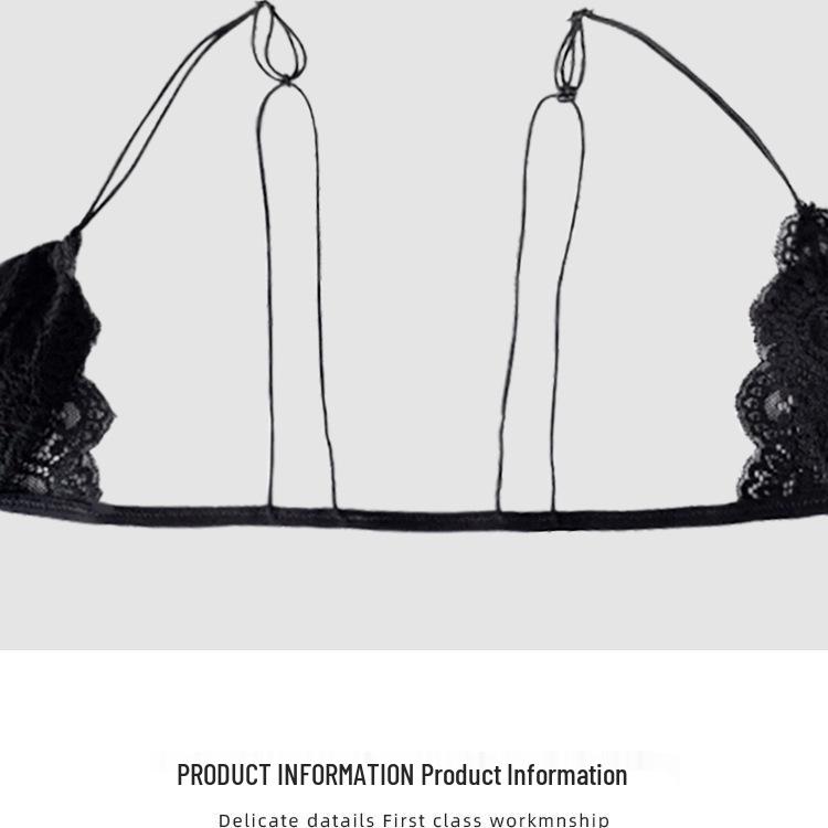 French Wirefree Lace Triangle Bra: Ultra-Thin, Small Bust, Thin Straps, Front Closure, Beautiful Back.
