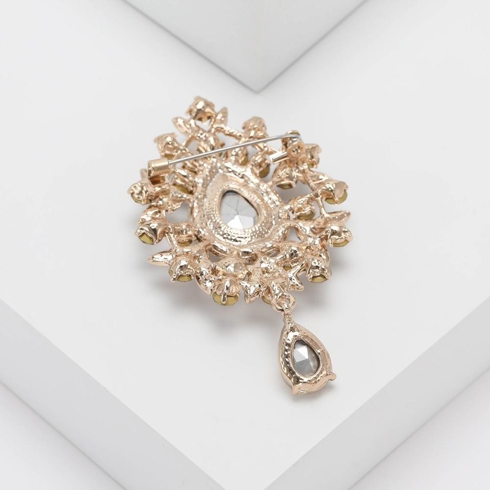Retro Palace Style Zircon Crystal Brooch Zinc Alloy Corsage Pins New Pendant Brooch  Gift