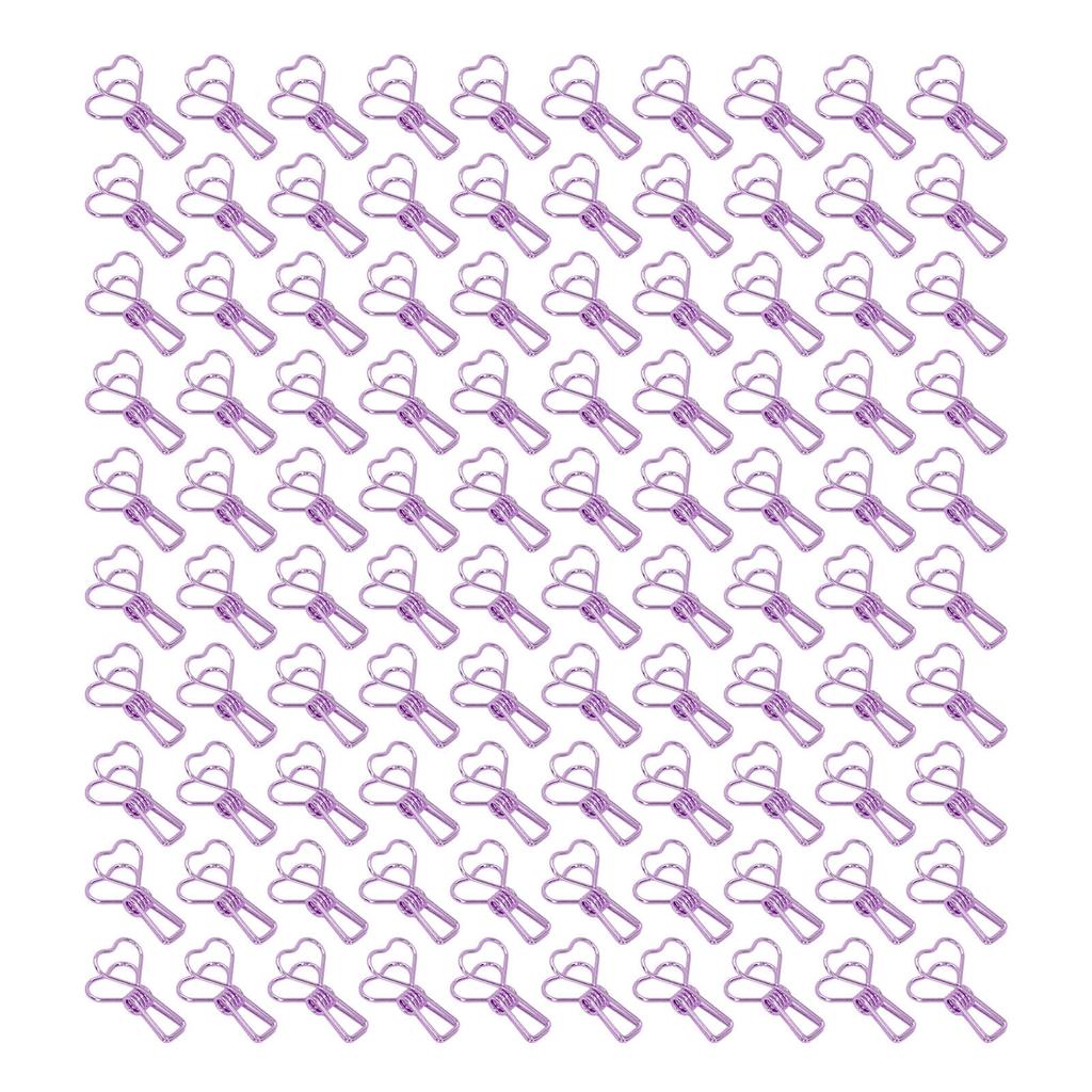 100 Pcs Binder Clips Hollow Heart Shape Strong Clamping Force Metal Small Binder Clips for Office