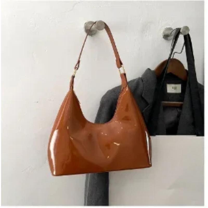 

Модная женская сумка через плечо из лакированной кожи, универсальная сумка-хобо, женская дизайнерская сумка на молнии, маленькие сумки кофейный