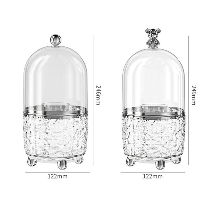 360 Rotating Makeup Brush Holder with Lid Clear Dustproof Make Up Brushes Container for Vanity Desktop Bathroom Cosmetic Storage