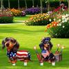 4th of July Decorative Garden Stake Patriotic Sausage Dog Yard Sign Independence Day Lawn Patio Sign for Memorial Day Outdoor Decor