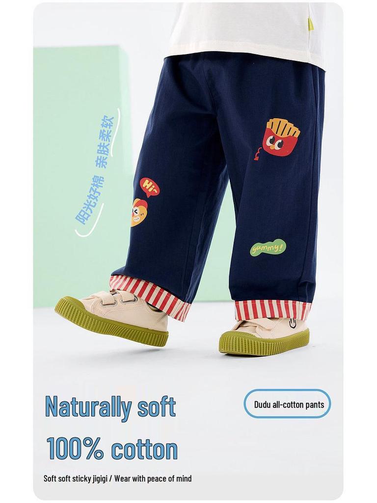 Dudu Home Kids' Cotton Pants: New Spring Style for Boys and Girls - Casual Long Pants for Children