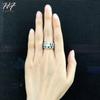 HERFANS New Luxury Fashion CopperColor 2 Pieces Ring Sets Square Green Cubic Zirconia Engagement Rings For Women R607