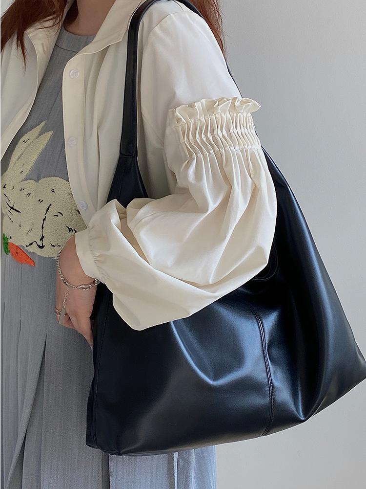 Soft Pu Leather Women's Shoulder Bags Solid Color Design Ladies Handbags Daily Commute Bag Female Tote Underarm Bag Large Purses
