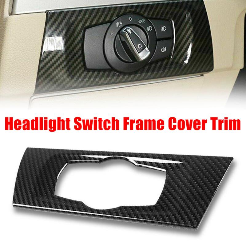 ABS Carbon Fiber Car Headlight Switch Decorative Frame Cover Trim For BMW 3 Series E90 2005-2012