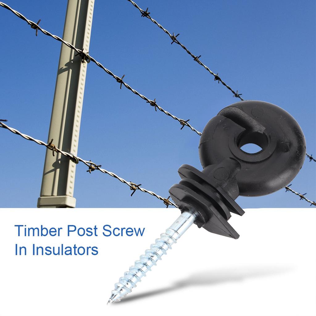 Black Field Screw In Insulating Wooden Posts 100 Pieces for Electric Fencing with Wires To Prevent Electric Shorts Animals