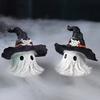 Halloween Ornament Ghost Mage Style Resin Statue Playful Smile Face Figure Lightweight Halloween Party Decor
