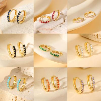 Copper Inlaid Zircon Circle Earrings - Women's Classic, Versatile, Stylish Ear Cuffs