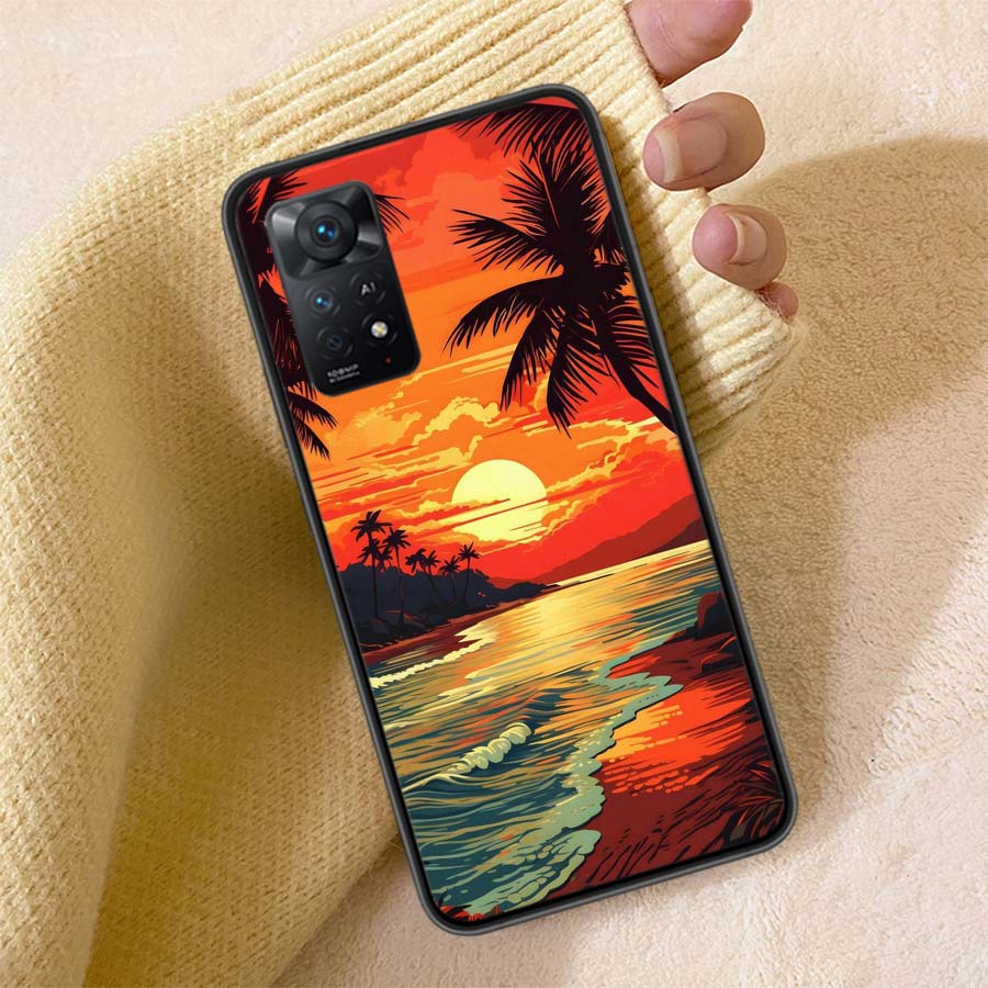 Beautiful Seaside Coconut Trees Phone Case For Redmi Note 13 14 15 Pro Plus 12 13C 12C 15C 9 10 10C 9T 9C 9A TPU Soft Cover Clea