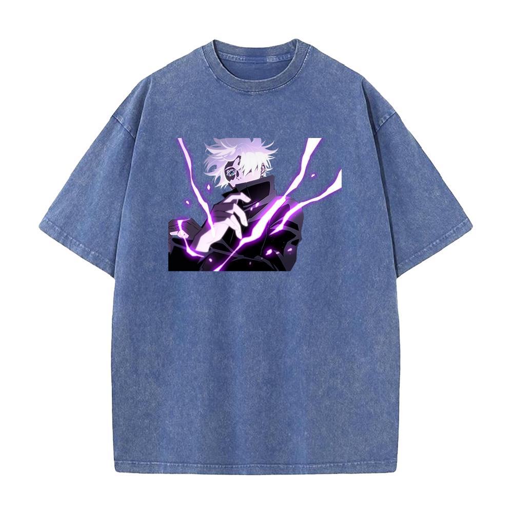 Tricou Anime Jujutsu Kaisen Spălat Gojo Satoru Tricou Grafic Cool Bărbați Casual Tricouri Manga Harajuku Bumbac Bărbați Topuri Vintage