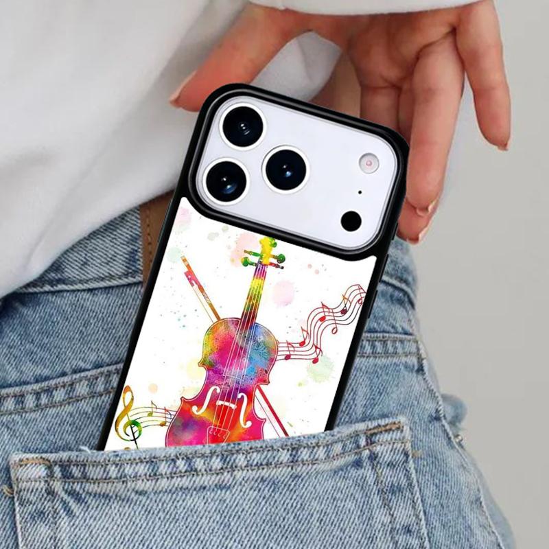 Musical Notes Violin Classical Phone Case for iPhone 17ProMax 12 13 14 15 16e 17 Pro Max Plus Air Cover