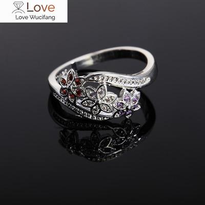 Popular Brands 925 Sterling Silver Color Crystal Flower Rings For Women Size 6-9 Charms Party Wedding Accessories Gift Jewelry