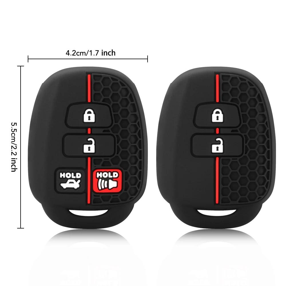 Silicone Remote Key Case Fob Shell Cover for Toyota Aqua Ractis Vitz RAV4 HiAce Land Cruiser Skin Holder 2 Button 2010-2019