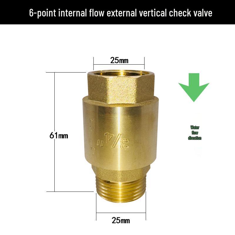 Brass Vertical Check Valve, Water Pipe Backflow Preventer, 1 Inch, Male/Female Thread, Unidirectional Valve.