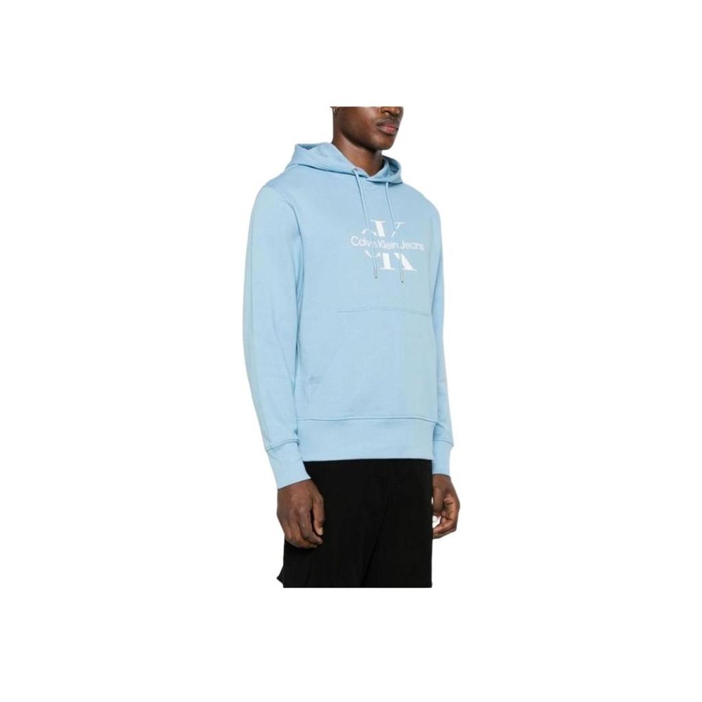 Calvin Klein Hooded Letter Print Loose Long Sleeve Sweatshirt Men sweatshirt Blue J30J325429-CEZ