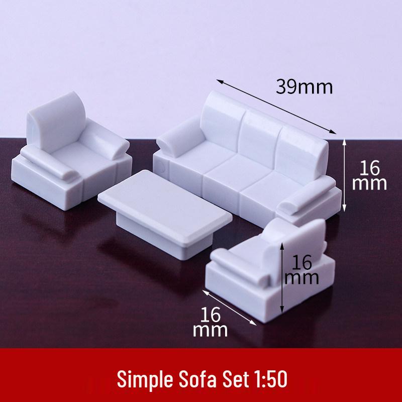 1:50 Scale White ABS Furniture Set for Architectural Model Interior Layout