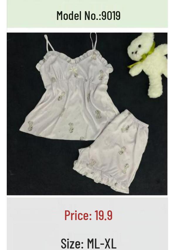 Women's Ice Silk Nightgown Set: Built-in Bra, Camisole, and Skirt - No Returns/Exchanges