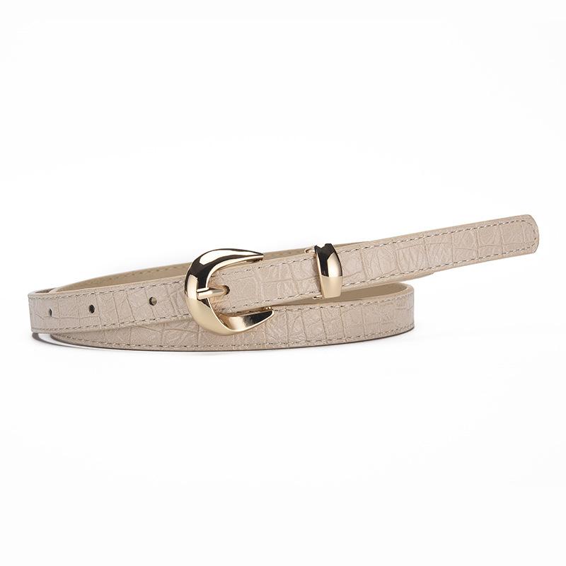 Trendy Light Gold-Buckle Crocodile-Patterned Retro Embossed Buckle Belt Fashionable Unique Artistic and Versatile Women’s Belt