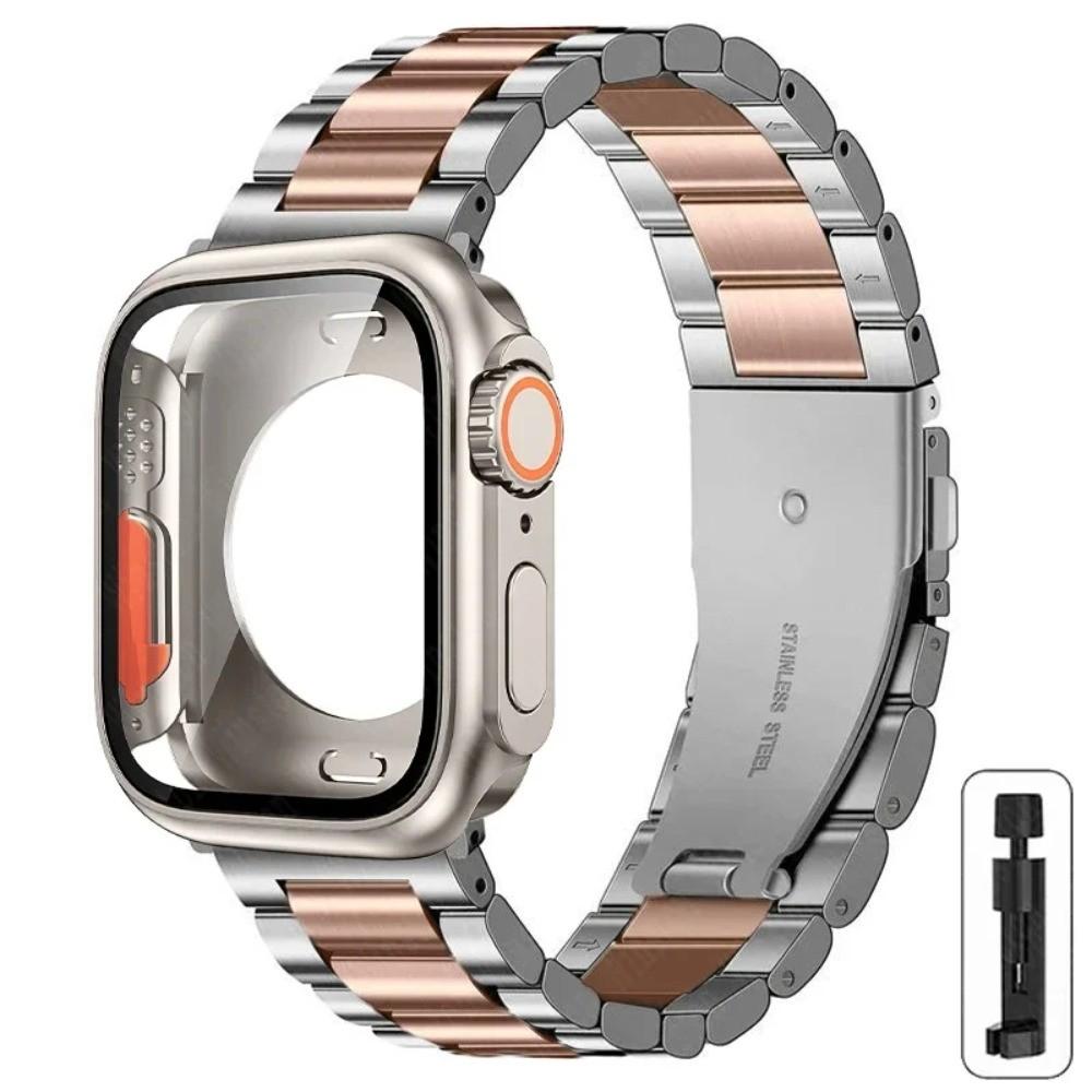 Strap+Case for Apple Watch 11 10 42mm 46mm 9 8 7 41mm 45mm Metal Band PC Case For  iWatch Series 6 5 4 SE 40mm 44mm Watchband