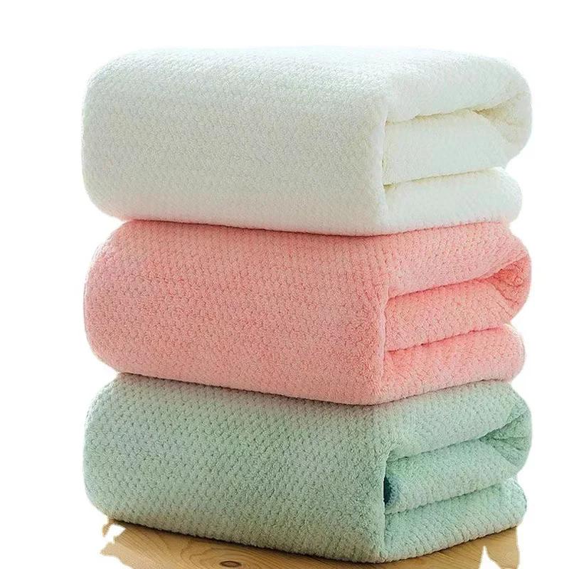 Gift Thickened Pineapple Grid Coral Velvet Couple Towel Non-cotton Bath Towel Super Soft Absorbent Quick-drying Bath Towel