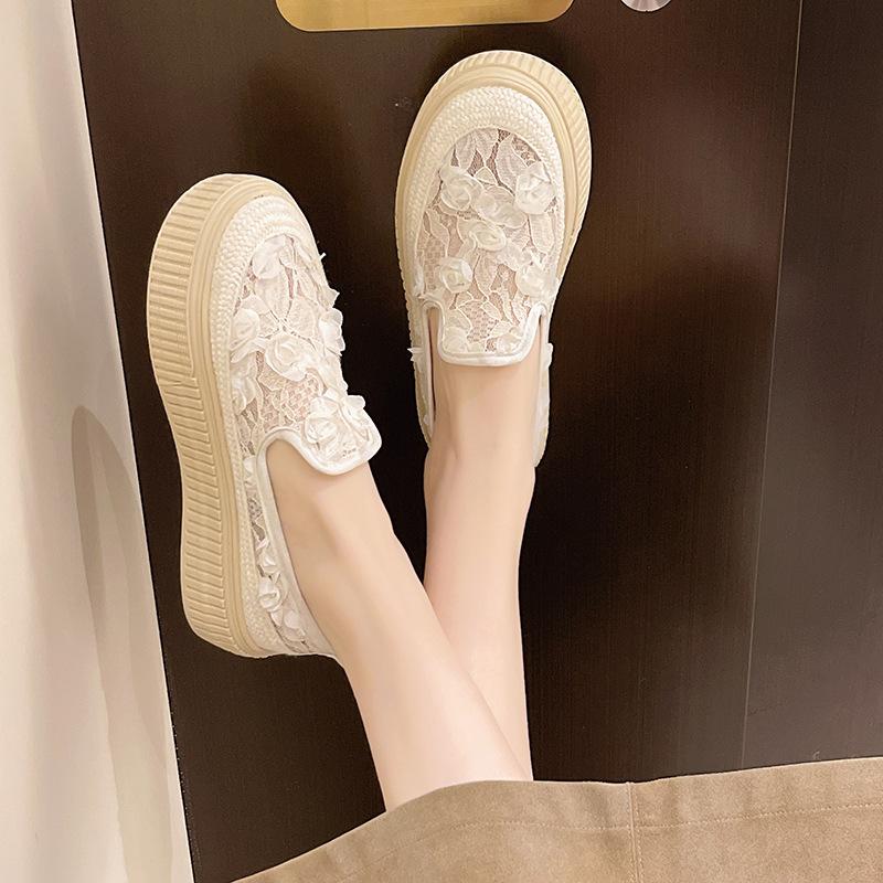 Thick-soled Mesh Breathable Single Shoes Women's 2025 Spring and Summer New Fairy Wind Fisherman Shoes One Pedal Lazy Shoes Loafers