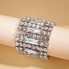 Wind-set diamond rectangular round splicing bracelet exquisite jewelry