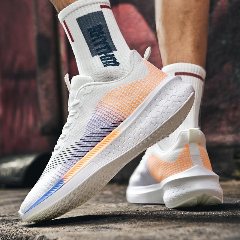 Мужские удобные ультрамягкие и дышащие кроссовки на шнуровке 45 белый/фиолетовый — фото 14