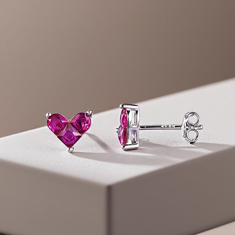 Hui Zhi Yi S925 Silver Mini Peach Heart Stud Earrings - Daily Light Luxury Fashion Versatile Hot Sale