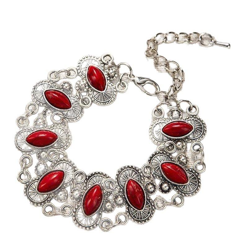 Retro Turquoise Bracelet Ethnic Style Jewelry Women's Light Luxury Style Bracelet