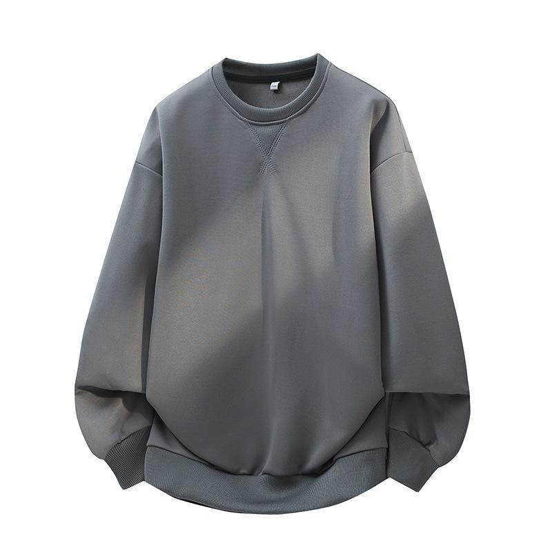 Men S Long Sleeve Loose Solid Color Hoodless Casual Sweatshirt
