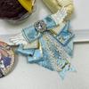 Nowe broszki Cosplay Anime Dance Bow dla kobiet, materiałowe, koronkowe kokardki, kryształowe, przypinki do kołnierzyków koszul i sukienek, ręcznie robione akcesoria