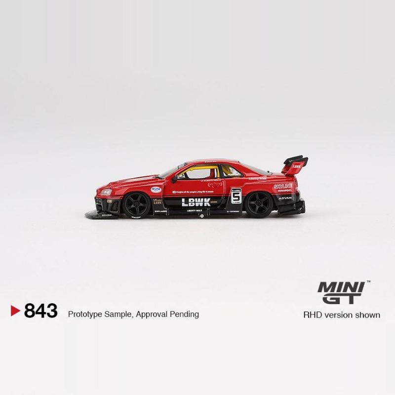 MINIGT 1:64 Nissan GTR ER34 LB Wide body Silhouette Simulation Alloy Car Model Desktop Ornament Collection Boys' Toys