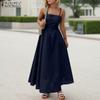 ZANZEA Womens Summer Casual Straps Sleeveless Slip Dress