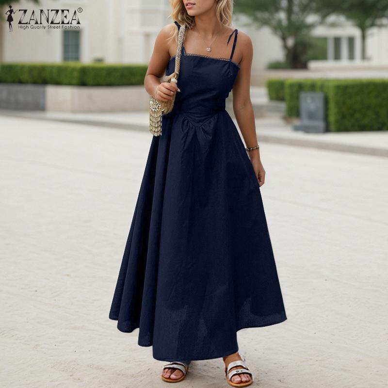 ZANZEA Womens Summer Casual Straps Sleeveless Slip Dress