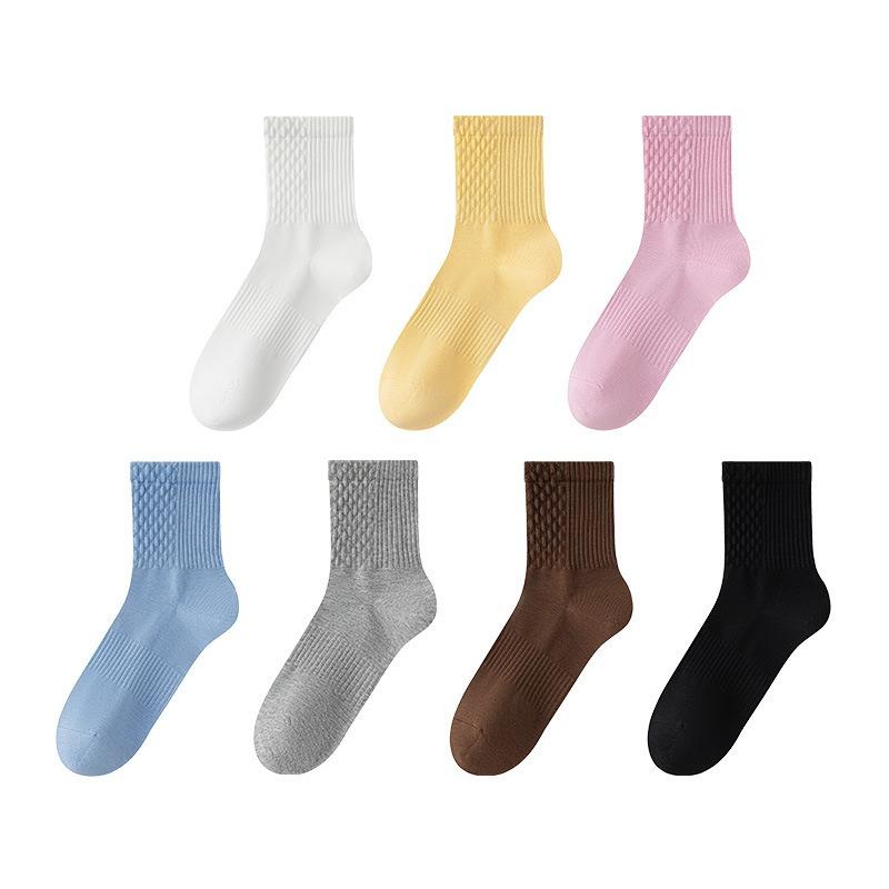 Ladies Autumn Leisure Pure Cotton Tea Tree Essential Oil Antibacterial Deodorant Wicking Exercise Tube Socks