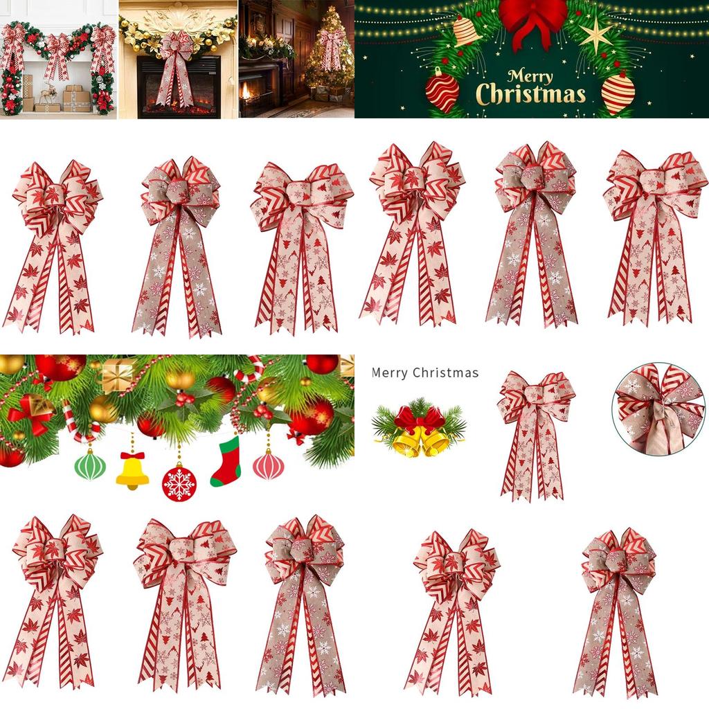 Festive Christmas Wreath Double Bow For Indoor And Outdoor Decorations