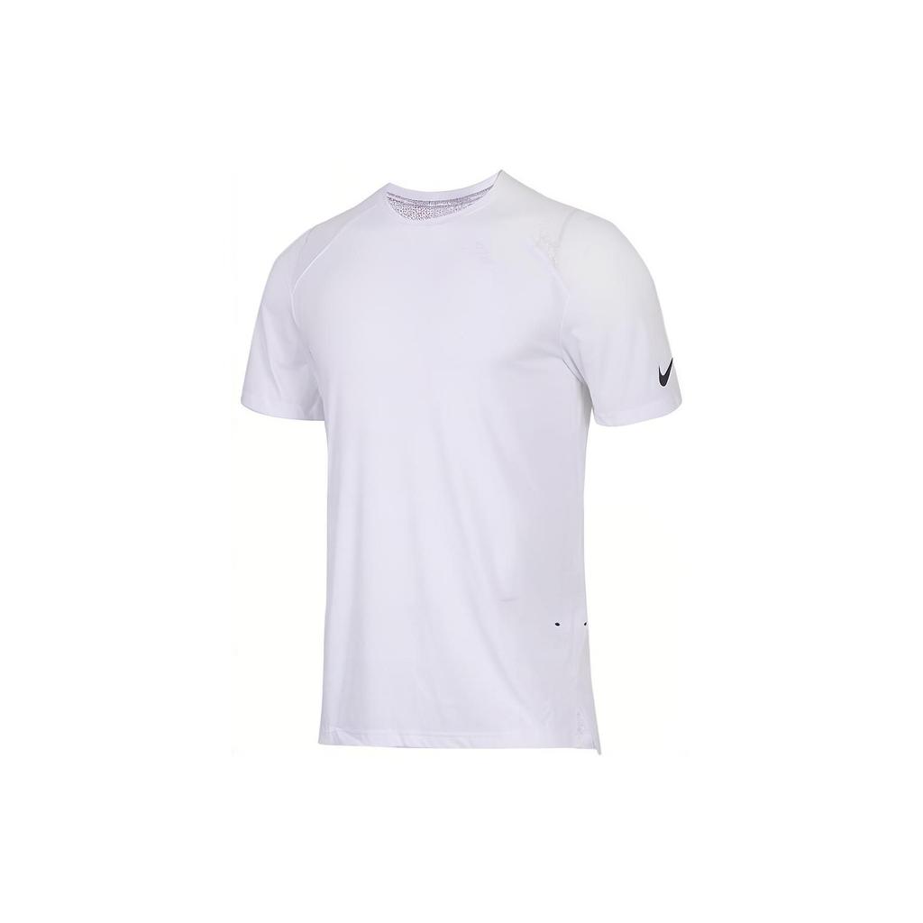 Nike Solid Color Crew Neck Pullover With Logo Print Short Sleeve T-Shirt Men Tops White 830950-100