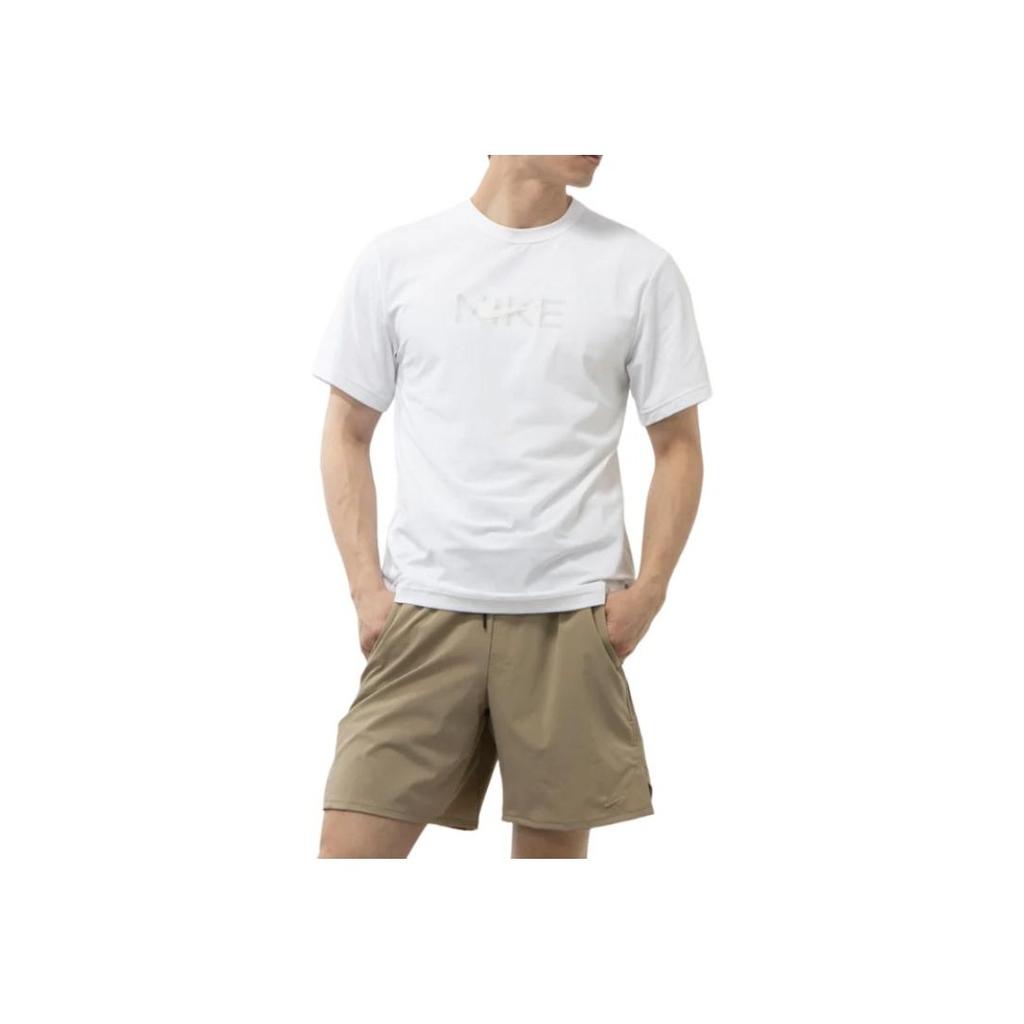 Nike Logo Print Loose Fit Crew Neck Short Sleeve T-Shirt With Drop Shoulders Men Tops White HF4635-100