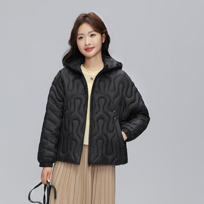 Autumn and Winter New Light and Thin Down Jacket Women's Stand-up Collar White Duck Down Fashionable and Thin Short Coat