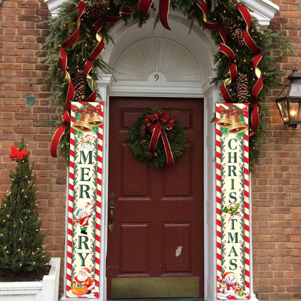 Christmas Outdoor Door Banner Flag Merry Christmas Porch Sign Decorative for Home Yard Front Door Navidad Natal Gift New Year