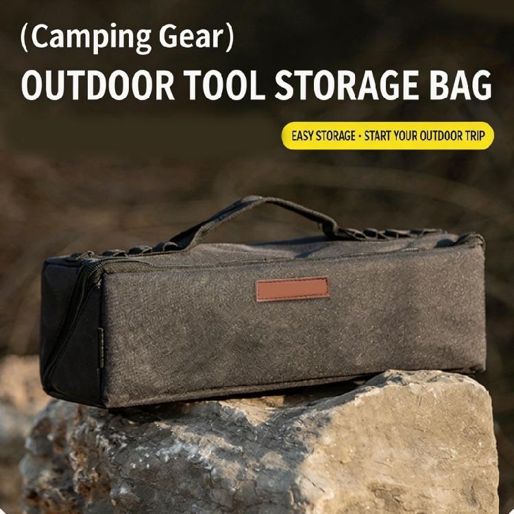 Camping Accessory Storage Bag with Double Zippered Divider Layout and Handle for Tent Stakes Cord and Small Tool