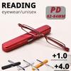 Unisex kapesní brýle na čtení Slim Mini kovové čtecí brýle s pouzdrem ve tvaru tuby na pero Muži Ženy HD čtecí brýle Dioptrie +1.0/2.0/3.0/4.0