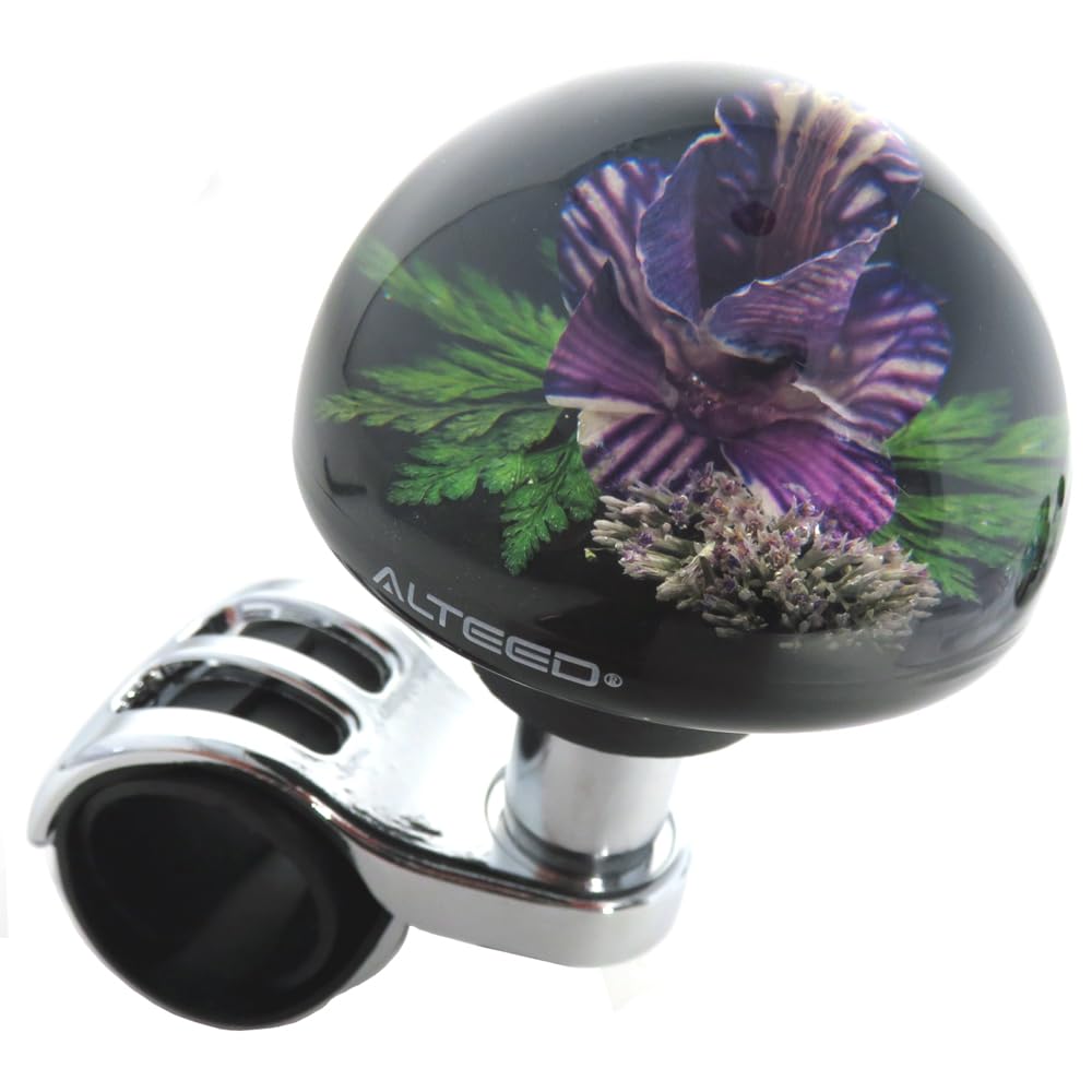 Autoland Underwater Flower Handle Spinner Steering Spinner Knob Purple Real Orchid Fresh Flower Artwork