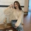 Elegant Loose Floral Sweet Printed Shirt Women Summer Spring O Neck Casual Thin Tops Office Long Sleeve Fashion Blouse Large Size See Through Clothing